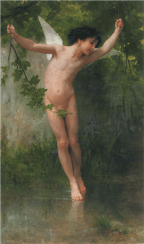 Cupid flying over water - William-Adolphe Bouguereau