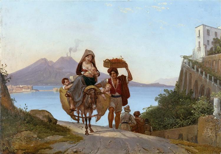 Gulf of Naples with fruit sellers, 1822 - Франц Людвиг Катель