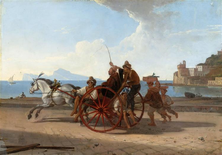 Neapolitan carriage with monk, 1822 - Франц Людвиг Катель