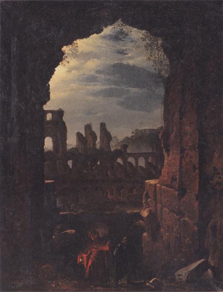 View of the Colosseum by Night, c.1826 - c.1839 - Франц Людвиг Катель