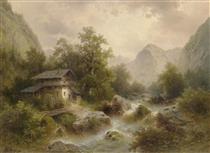 Mill on the Mountain Stream - Albert Rieger