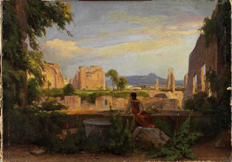 Ruins of the Villa Mills on the Palatine Hill in Rome, 1843 - August Ahlborn