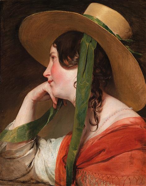 Girl with straw hat, 1835 - Фрідріх фон Амерлінг