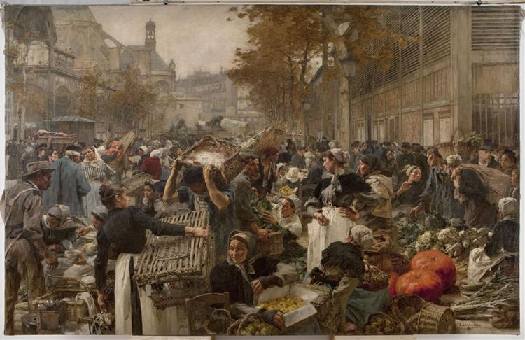 The market at the district ''Les Halles'' in Paris, 1895 - Léon Augustin Lhermitte