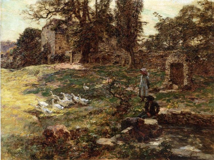 Field with geese, 1897 - Léon Augustin Lhermitte - WikiArt.org