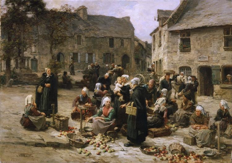 Apple Market, Landerneau, Brittany, c.1878 - Léon Augustin Lhermitte