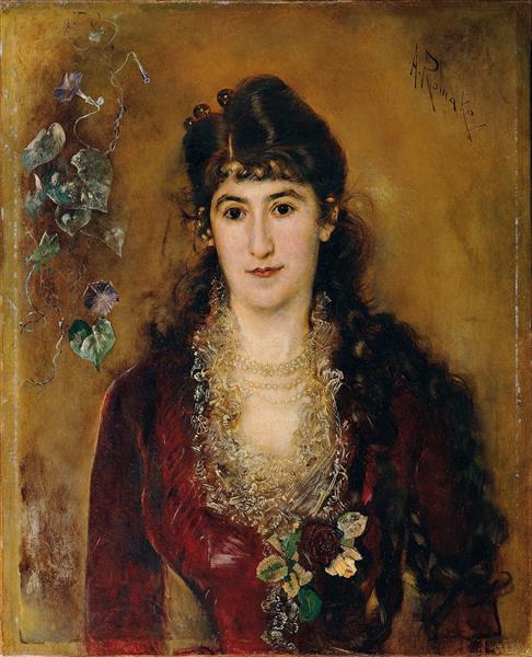Lady in a red dress, 1889 - Антон Ромако
