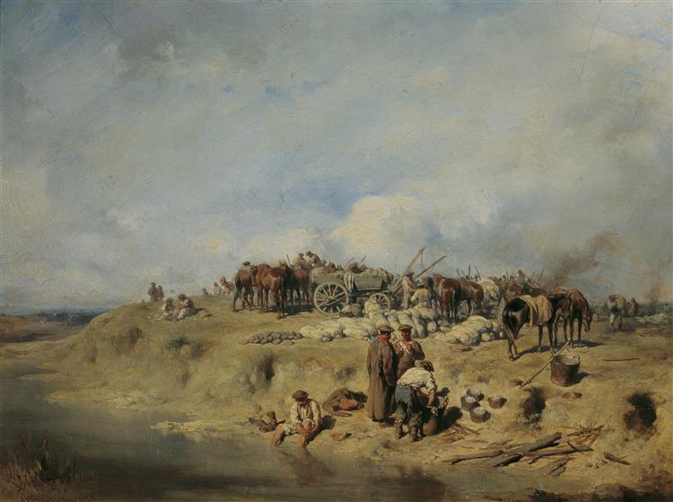 Bivouac Russian soldiers, 1852 - August von Pettenkofen