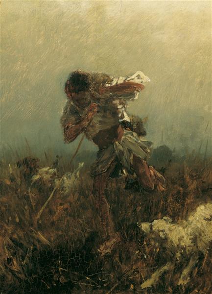 Boy pursued by dogs, 1871 - August von Pettenkofen
