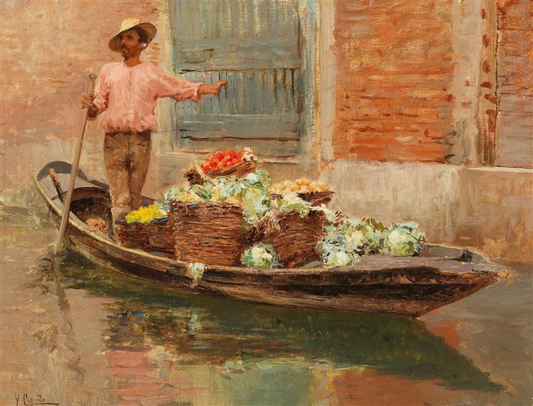 A vegetable seller in Venice - Vincenzo Caprile
