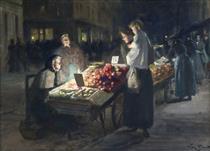 Parisian market at night - Victor Gabriel Gilbert