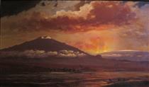 Eruption of Mauna Loa, November 5, 1889, as seen from Kawaihae - Charles Furneaux