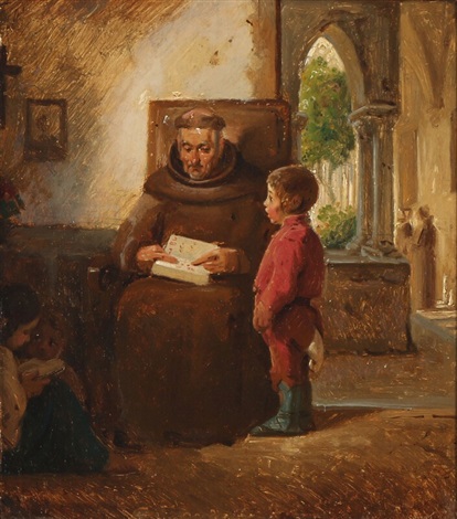 A monk reading with a boy - Ernst Meyer