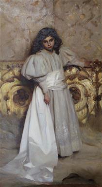 Portrait of the daughter Irene - Cesare Tallone