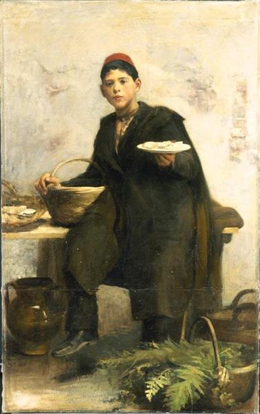 The oyster seller, 1884 - 1885 - Cesare Tallone