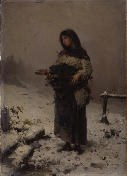 Beggar under the snow, 1880 - Джироламо Индуно