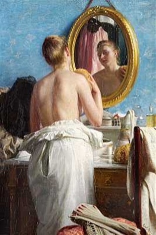 A girl washing herself for carnival, 1887 - Carl Heinrich Bloch