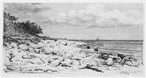 Stone beach shore - Carl Heinrich Bloch