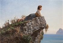 The Maiden on the rock in Sorrento - Filippo Palizzi