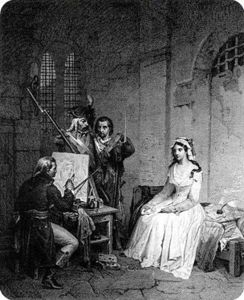 Charlotte Corday awaiting execution, 1854 - Джироламо Индуно