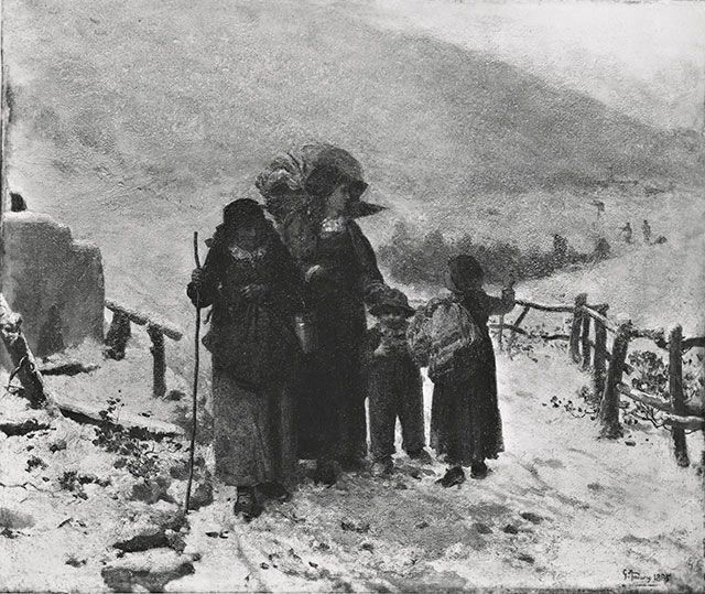 Wayfarers parked on the path, 1885 - Джироламо Индуно