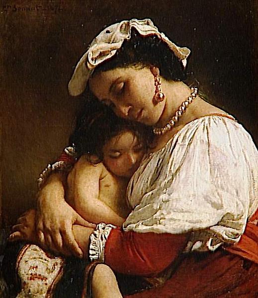 Italian mother, 1872 - Леон Бонна