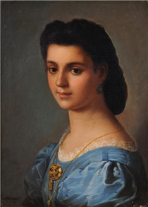 Portrait of a young girl in a blue dress - Микеле Каммарано