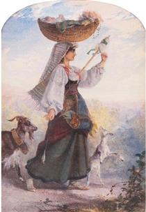 Peasant woman with goats - Alfred Fripp