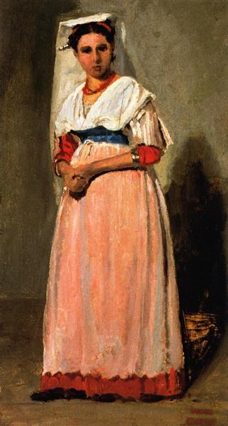 Standing Italian Woman from Albano in Festive Costume, 1826 - 1827 - Camille Corot
