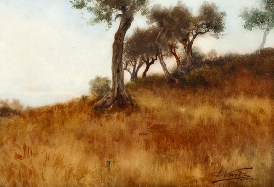 Countryside landscape with olive trees - Enrico Nardi - WikiArt.org