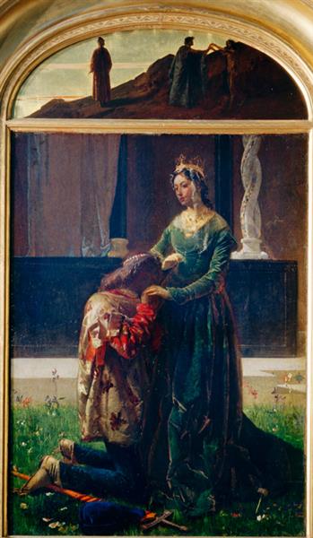 The love of the poet (Sordello and Cunizza, countess of San Bonifacio), 1864 - Federico Faruffini