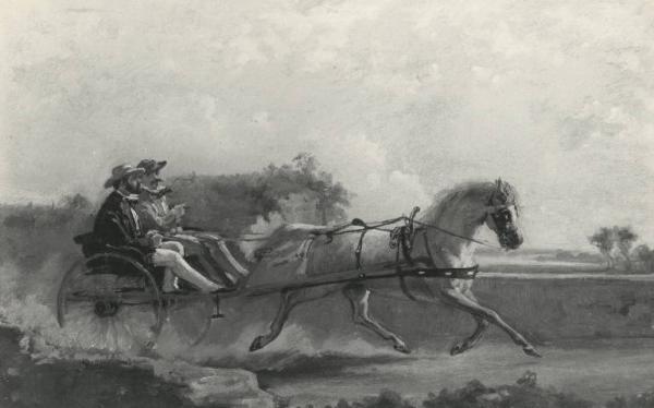 Horse-drawn carriage ride, c.1854 - c.1856 - Федерико Фаруффини