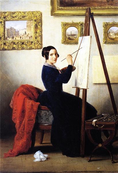 Portrait of Amanzia Guérillot in the Studio, 1847 - 1848 - Angelo Inganni