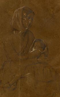 Woman with child - Carlo Ademollo