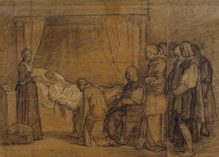Study for the will of Isabella the Catholic, 1863 - Эдуардо Росалес