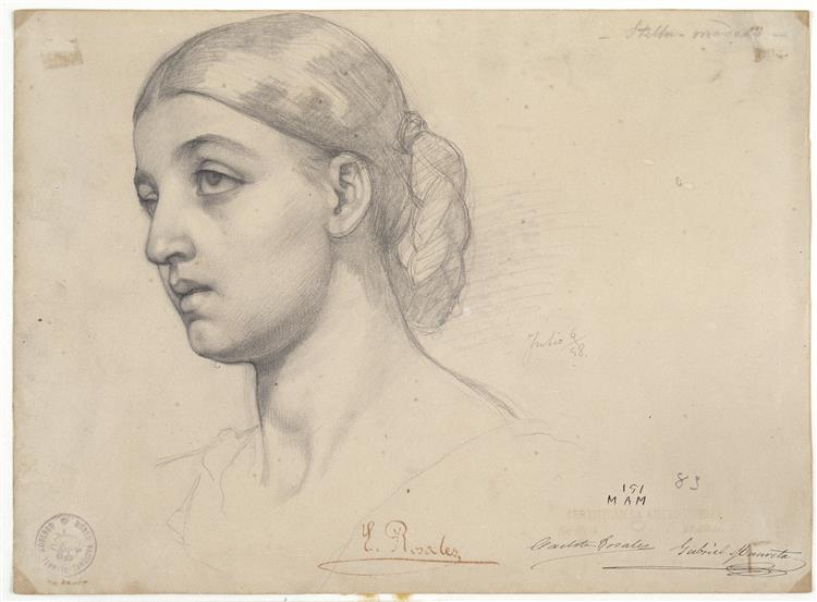 Female head (the model Stella), 1858 - Eduardo Rosales