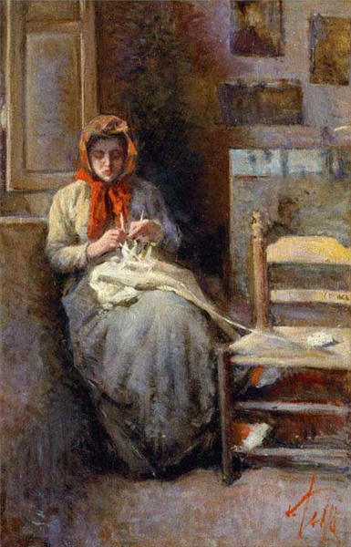 Gabbro woman knitting the sock - Сільвестро Лега
