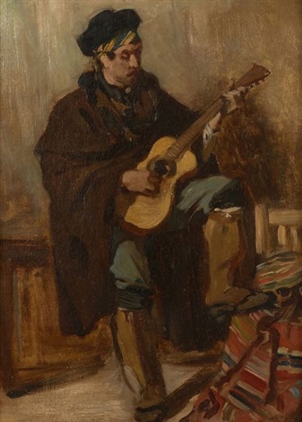 Spanish playing guitar - Alfred Dehodencq