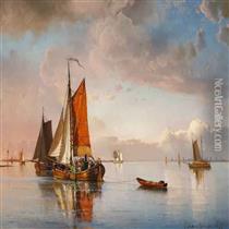 Quiet Evening Off The Dutch Coast - Carl Frederik Sorensen