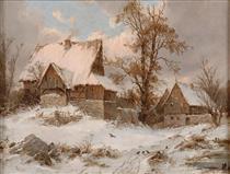 Village view in winter - Carl Julius von Leypold