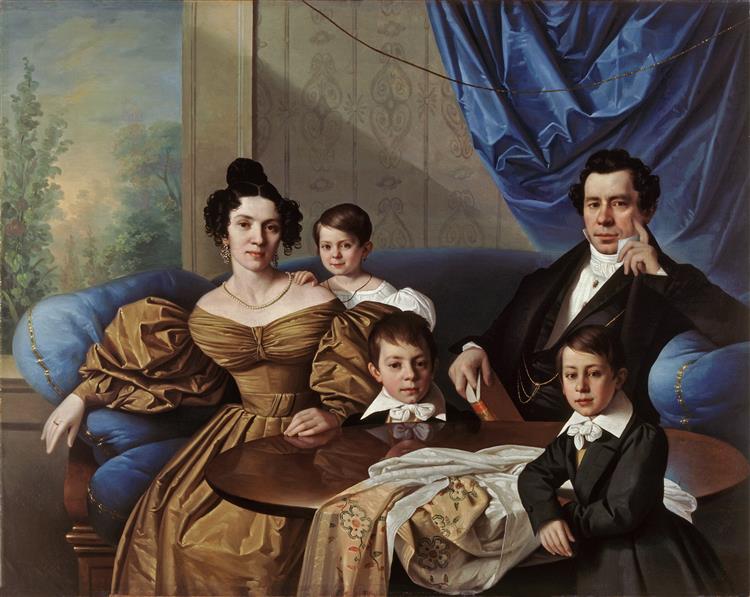 Dr. Frušić with his family, c.1832 - Иосип Томинц