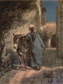 Young Arab with donkey - Gustavo Simoni