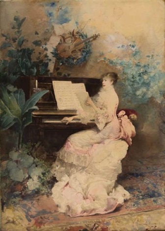 Elegant at the piano, 1880 - Gustavo Simoni