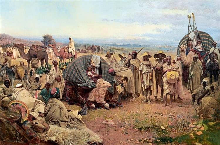 The halt of the caravan, 1885 - Gustavo Simoni