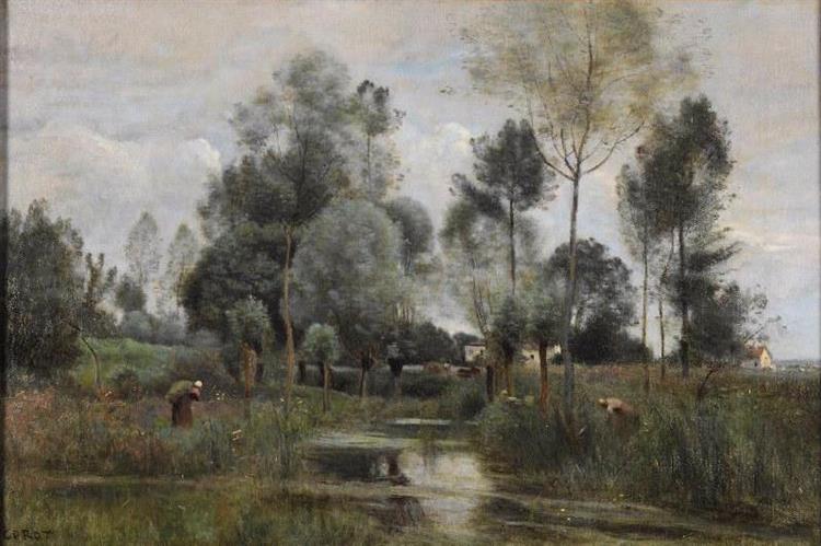 Spring, the willow plantation - Paul Désiré Trouillebert