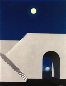 Architecture au clair de lune - Rene Magritte