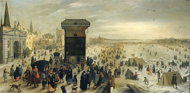 The Kranenhoofd on the Scheldt, Antwerp (Winter Pastime on the Scheldt in Antwerp), 1622 - Sebastiaen Vrancx