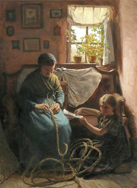 Young Girl with Her Grandmother - Wenzel Tornøe
