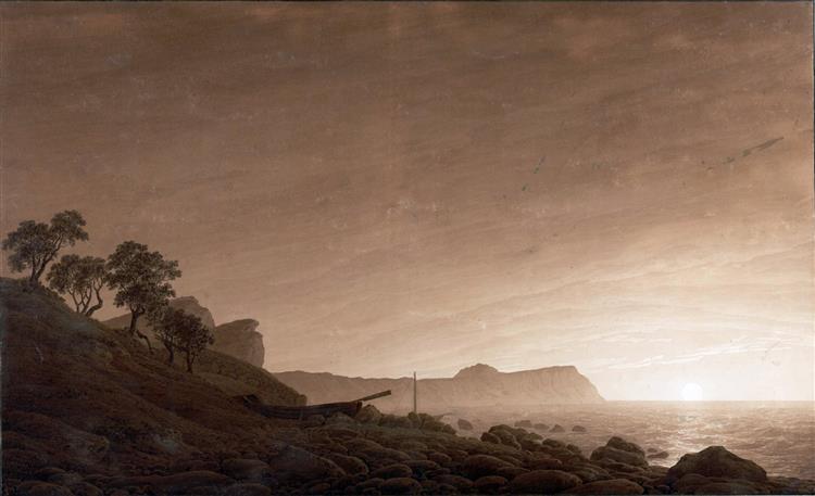 View of Arkona with Moon Rising, 1803 - Caspar David Friedrich