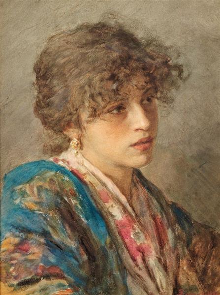 Portrait of a young Venetian woman, 1886 - Alessandro Zezzos